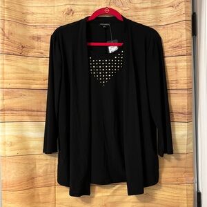 Ava & Grace Black Top with Gold Stud Accents